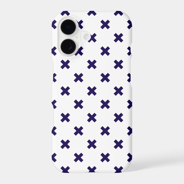 Navy blue cross stitches on white (Back)