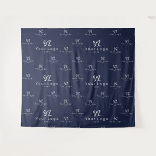 Navy blue Custom Business Logo Backdrop Trade show Tapestry