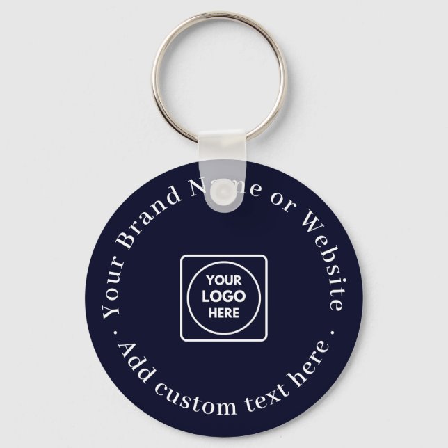 Navy Blue | Custom Business Logo Website Promo Key Ring (Front)