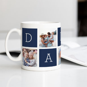 Navy Blue Custom Daddy 5 Photo Collage Coffee Mug