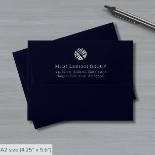 Navy Blue Custom Logo A2 Note Card Envelope