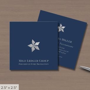 Navy Blue Custom Logo Square Square Business Card