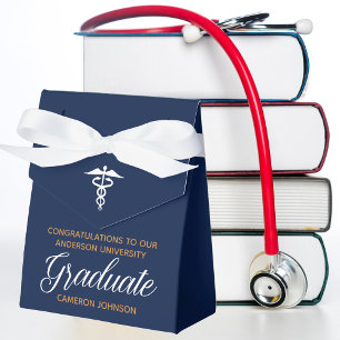 Navy Blue Custom Medical School Graduation Party Favour Box