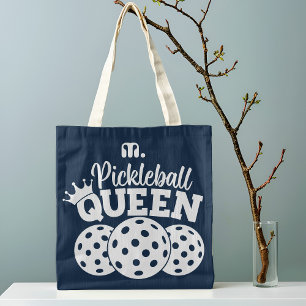Navy Blue Custom Monogram Pickleball Queen Tote Bag