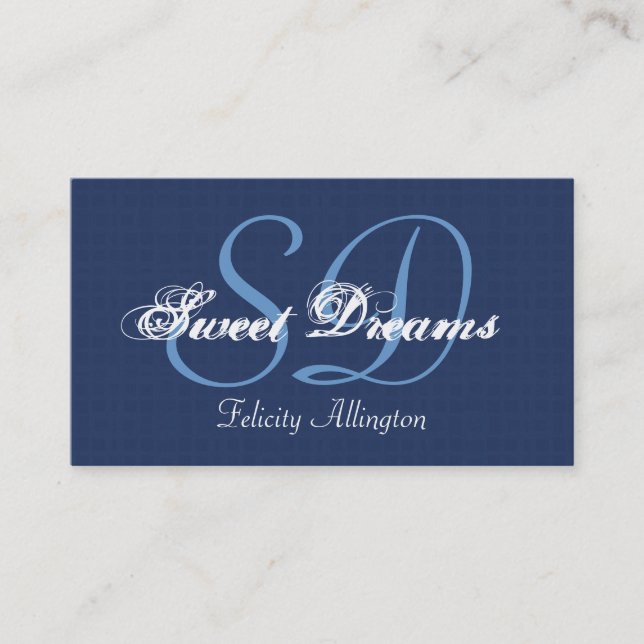 Navy Blue Custom Monogram V13 Business Card (Front)