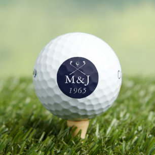 Navy Blue Custom Monogram Wedding Anniversary Date Golf Balls