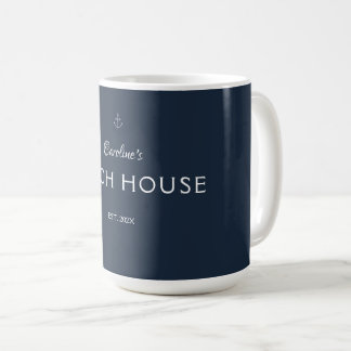 Navy Blue Custom Name Simple Elegant Modern Coffee Mug