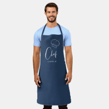 Navy blue cute hat and script personalised chef