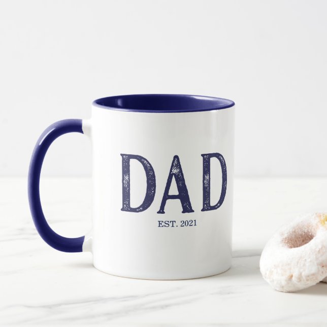 Navy Blue Dad Year Established Mug (With Donut)
