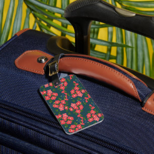 Navy Blue Daisy Flower Meadow Luggage Tag