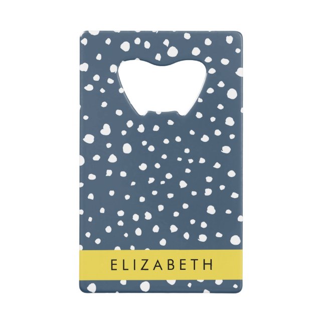 Navy Blue Dalmatian Dots, Spots, Dotted, Your Name (Front)