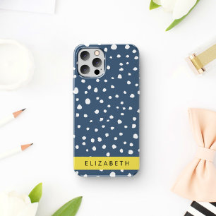Navy Blue Dalmatian Dots, Spots, Dotted, Your Name iPhone 16 Case