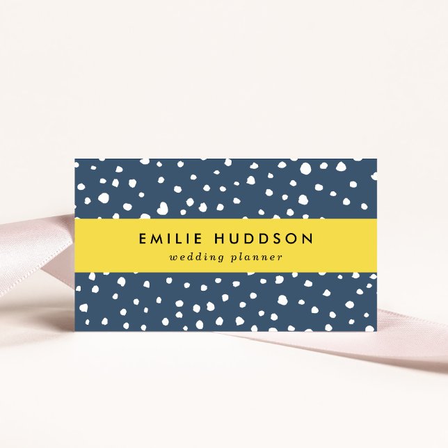 Navy Blue Dalmatian Spots, Dalmatian Dots, Dotted Business Card (Creator Uploaded)