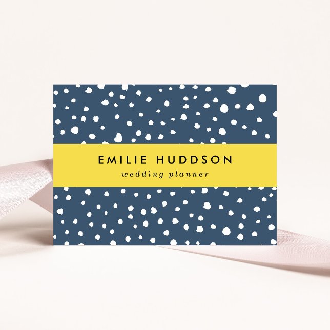 Navy Blue Dalmatian Spots, Dalmatian Dots, Dotted Business Card (Creator Uploaded)