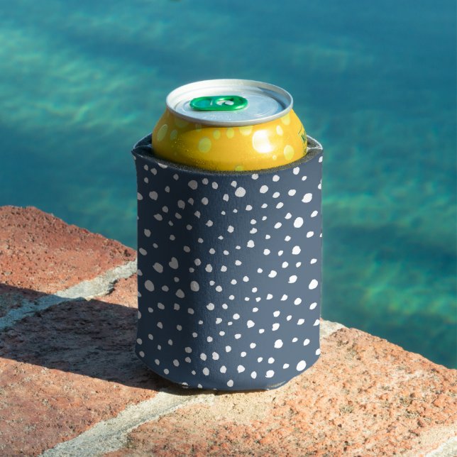 Navy Blue Dalmatian Spots, Dalmatian Dots, Dotted Can Cooler (In Situ Pool)