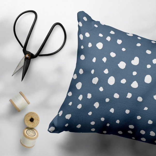 Navy Blue Dalmatian Spots, Dalmatian Dots, Dotted Decorative Cushion (Creator Uploaded)