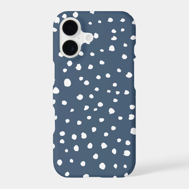 Navy Blue Dalmatian Spots, Dalmatian Dots, Dotted iPhone Case (Back)