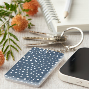 Navy Blue Dalmatian Spots, Dalmatian Dots, Dotted Key Ring