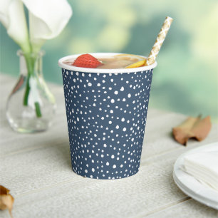 Navy Blue Dalmatian Spots, Dalmatian Dots, Dotted Paper Cups