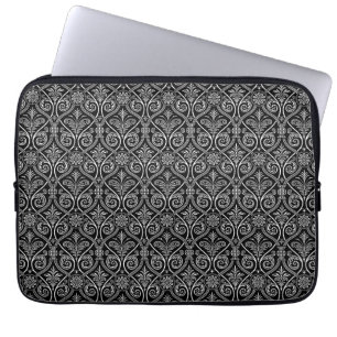 Navy Blue Damaks Pattern Laptop Sleeve