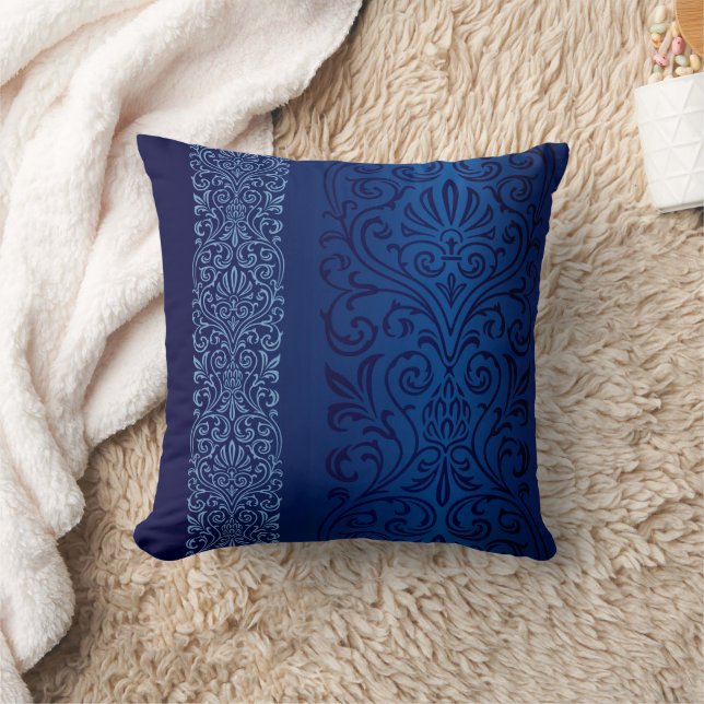 Navy Blue Damask Cushion (Blanket)
