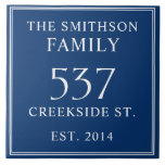 Navy Blue Date Established Address House Plaque Tile<br><div class="desc">Introducing our sophisticated and sleek navy blue and white house address plaque, featuring a minimalist design that exudes elegance. This plaque not only displays your house number but also includes the date of establishment, adding a personal touch to your home. Elevate the exterior of your residence with this stylish and...</div>