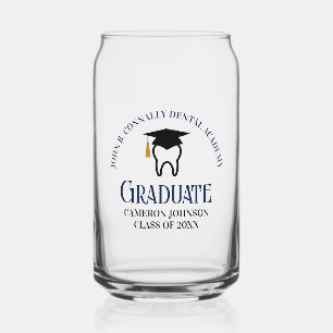 Navy Blue Dental School Custom Dentist Graduation Can Glass