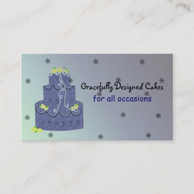 Navy Blue Designer Cake Business Card (Front)