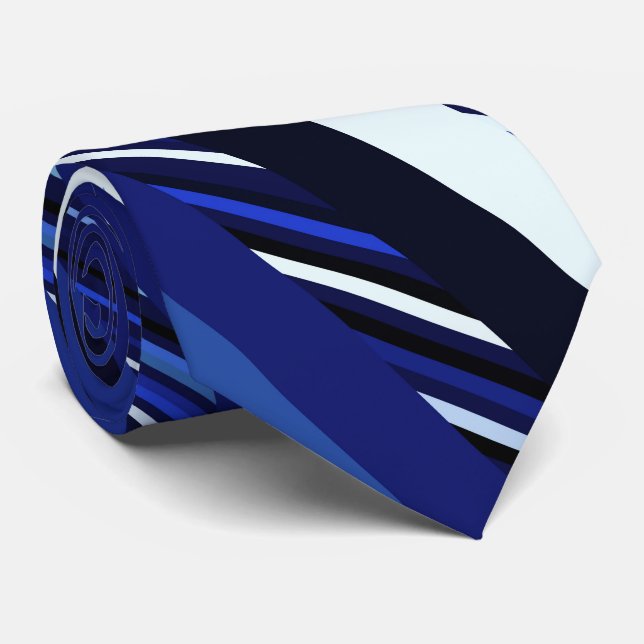 Navy blue diagonal stripes tie (Rolled)