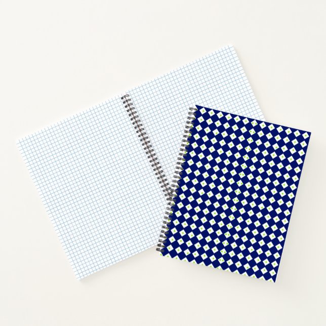 Navy Blue Diamond Geometric Pattern  Notebook (Inside)