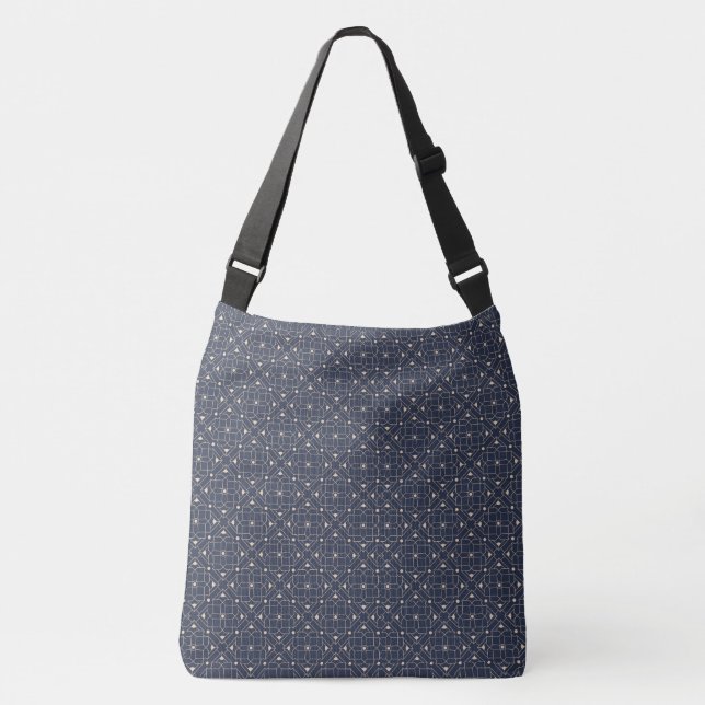 Navy Blue Diamond Pattern Crossbody Bag (Front)