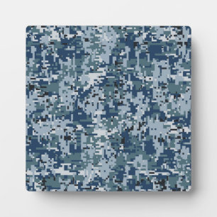 Navy Blue Digital Camouflage Decor Plaque