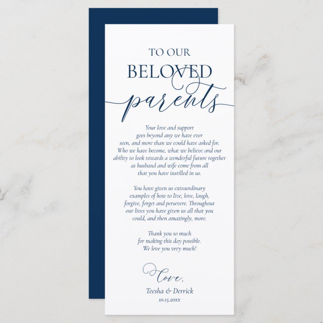 Navy Blue, Dinner Place Setting Thank You Card (Front/Back)