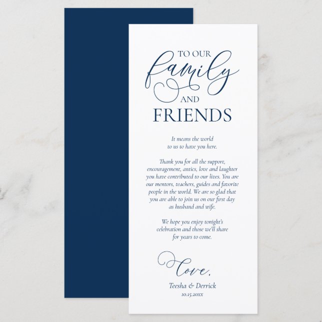 Navy Blue, Dinner Place Setting Thank You Card (Front/Back)