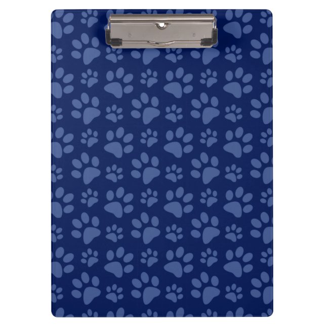 Navy blue dog paw print pattern clipboard (Front)