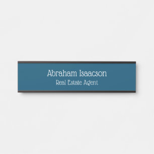 Navy Blue Door Sign Real Estate Agent Modern