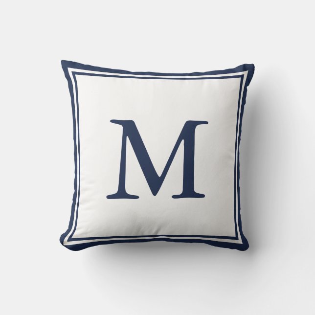 Navy Blue Double Border and Letter Cushion (Front)