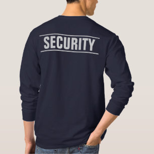 Navy Blue Double Sided Print Mens Modern Security T-Shirt