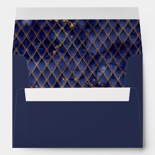 Navy Blue Dragon Scales Envelope (Back (Bottom))
