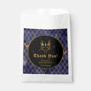 Navy Blue Dragon Scales Gold Birthday Thank You Favour Bags