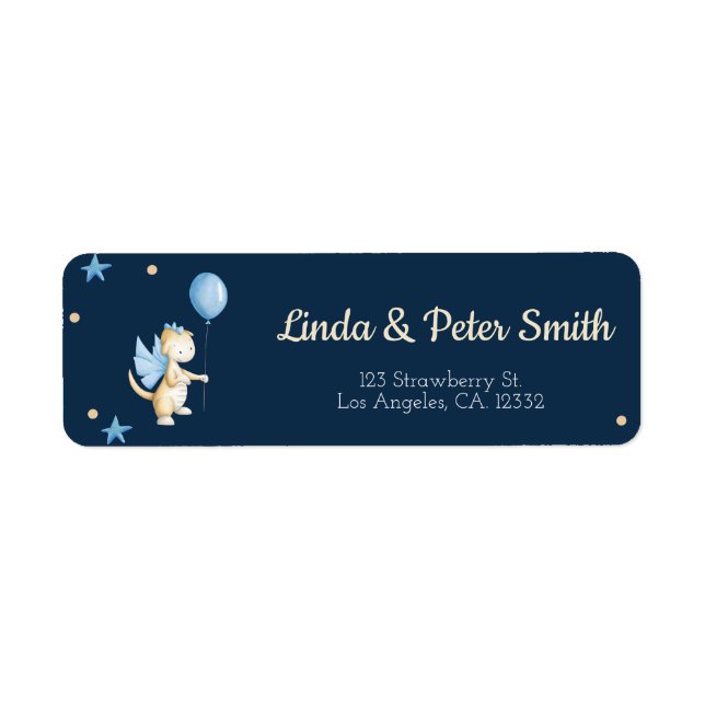 Navy Blue Dragon with Balloon Return Address (Front)