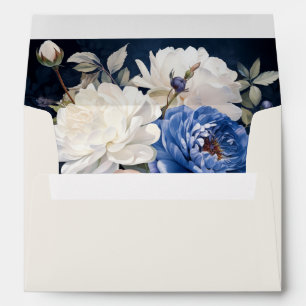 Navy Blue & Dusty Blush Pink Floral Wedding Envelope