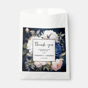 Navy Blue & Dusty Blush Pink Floral Wedding  Favour Bags