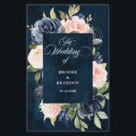 Navy Blue Dusty Blush Pink Floral Wedding Program<br><div class="desc">Dark navy blue blush pink floral wedding program featuring elegant bouquet of navy blue,  royal blue ,  white ,  blush rose and sage green eucalyptus leaves. Please contact me for any help in customisation or if you need any other product with this design.</div>