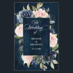 Navy Blue Dusty Blush Pink Floral Wedding Program<br><div class="desc">Dark navy blue blush pink floral wedding program featuring elegant bouquet of navy blue,  royal blue ,  white ,  blush rose and sage green eucalyptus leaves. Please contact me for any help in customisation or if you need any other product with this design.</div>