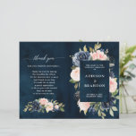 Navy Blue Dusty Blush Pink Floral Wedding Program<br><div class="desc">Dark navy blue blush pink floral wedding program featuring elegant bouquet of navy blue,  royal blue ,  white ,  blush rose and sage green eucalyptus leaves. Please contact me for any help in customisation or if you need any other product with this design.</div>