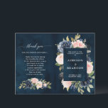 Navy Blue Dusty Blush Pink Floral Wedding Program<br><div class="desc">Dark navy blue blush pink floral wedding program featuring elegant bouquet of navy blue,  royal blue ,  white ,  blush rose and sage green eucalyptus leaves. Please contact me for any help in customisation or if you need any other product with this design.</div>