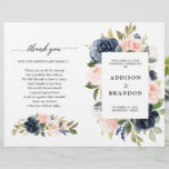 Navy Blue Dusty Blush Pink Floral Wedding Program<br><div class="desc">Dark navy blue blush pink floral wedding program featuring elegant bouquet of navy blue,  royal blue ,  white ,  blush rose and sage green eucalyptus leaves. Please contact me for any help in customisation or if you need any other product with this design.</div>