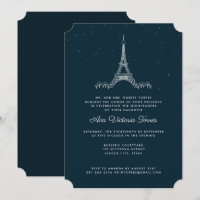 Navy Blue Eiffel Tower Under the Stars Quinceañera