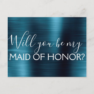 Navy Blue Elegant and Modern Maid of Honour Invitation Postcard